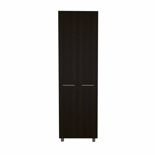 79" Modern Black Pantry Cabinet with Two Doors and Five Shelves - Loft&Timber