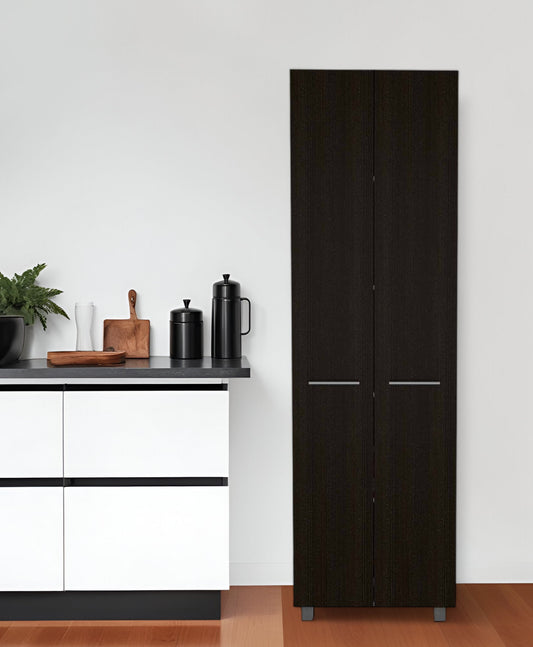 79" Modern Black Pantry Cabinet with Two Doors and Five Shelves - Loft&Timber