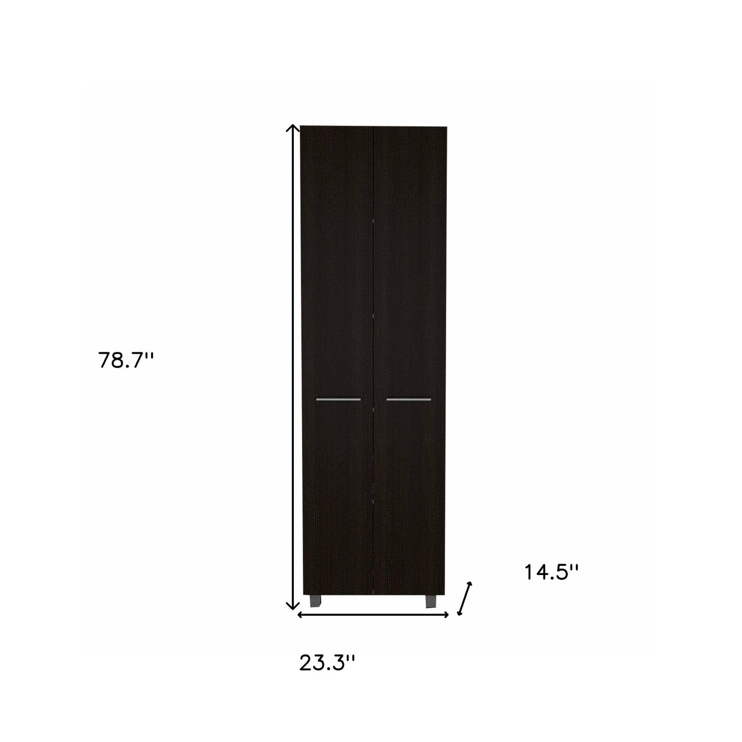 79" Modern Black Pantry Cabinet with Two Doors and Five Shelves - Loft&Timber