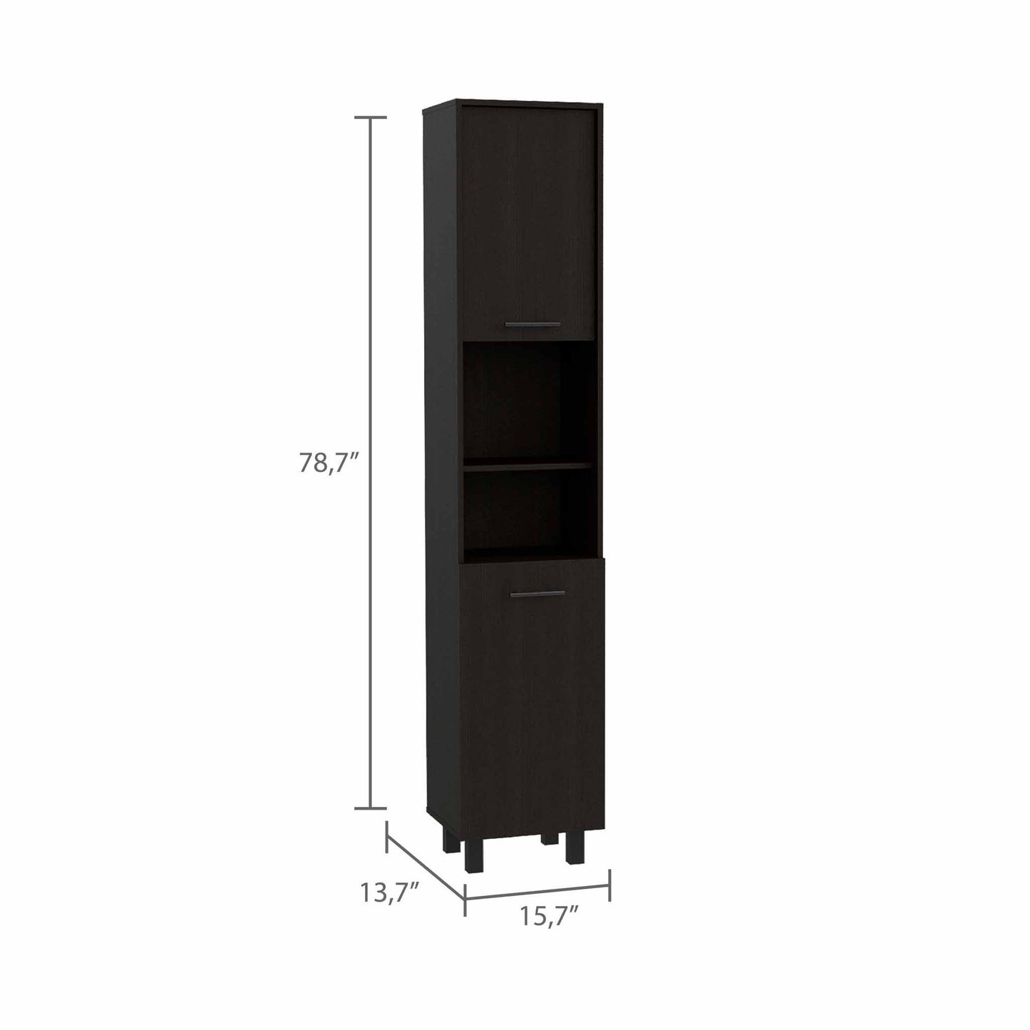 79" Modern Black Pantry Cabinet with Five Shelves - Loft&Timber