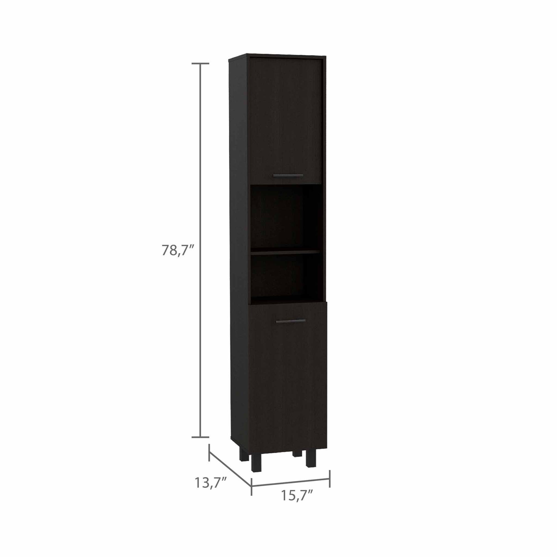 79" Modern Black Pantry Cabinet with Five Shelves - Loft&Timber