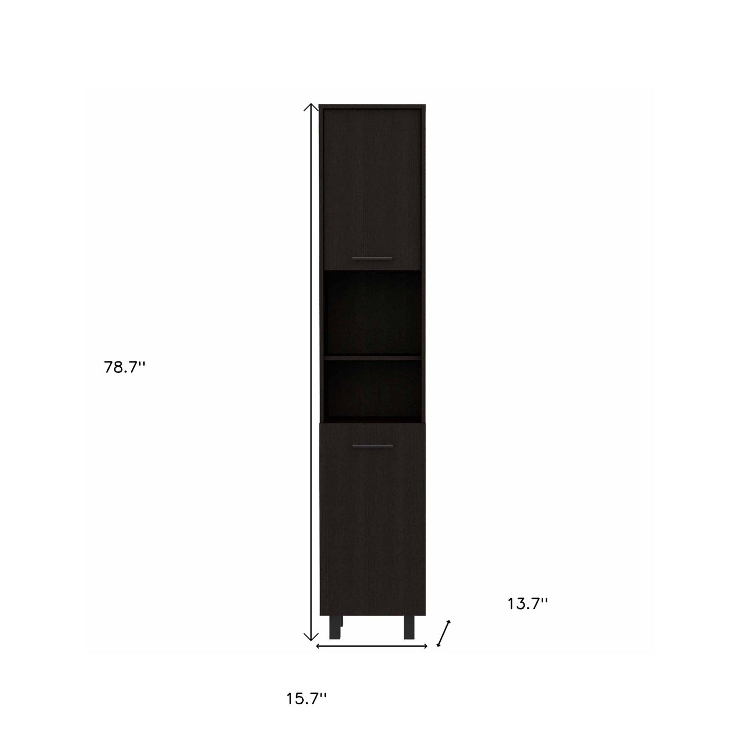 79" Modern Black Pantry Cabinet with Five Shelves - Loft&Timber