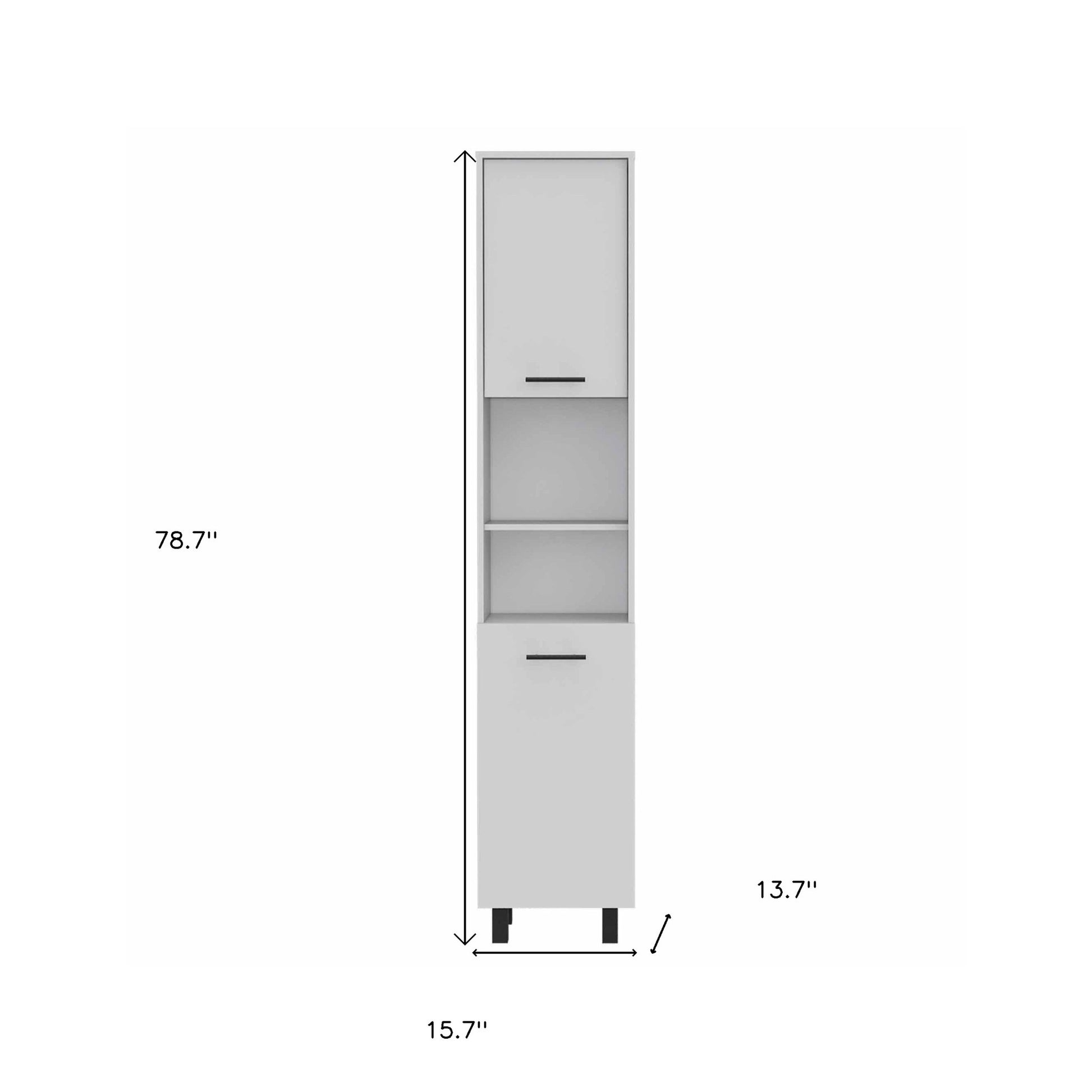 78" Modern White Pantry Cabinet with Five Shelves - Loft&Timber