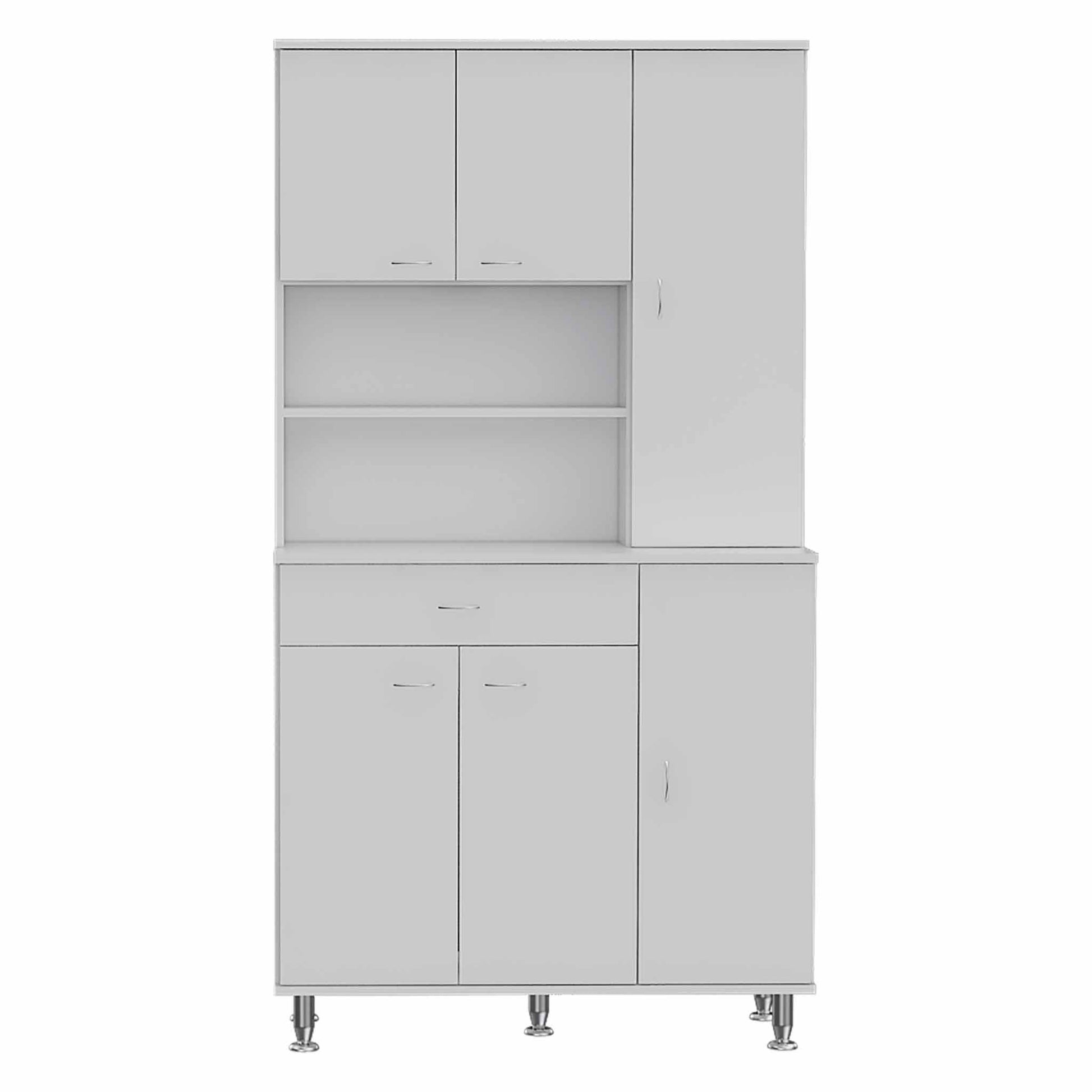 67" White Pantry Cabinet with Five Storage Shelves - Loft&Timber