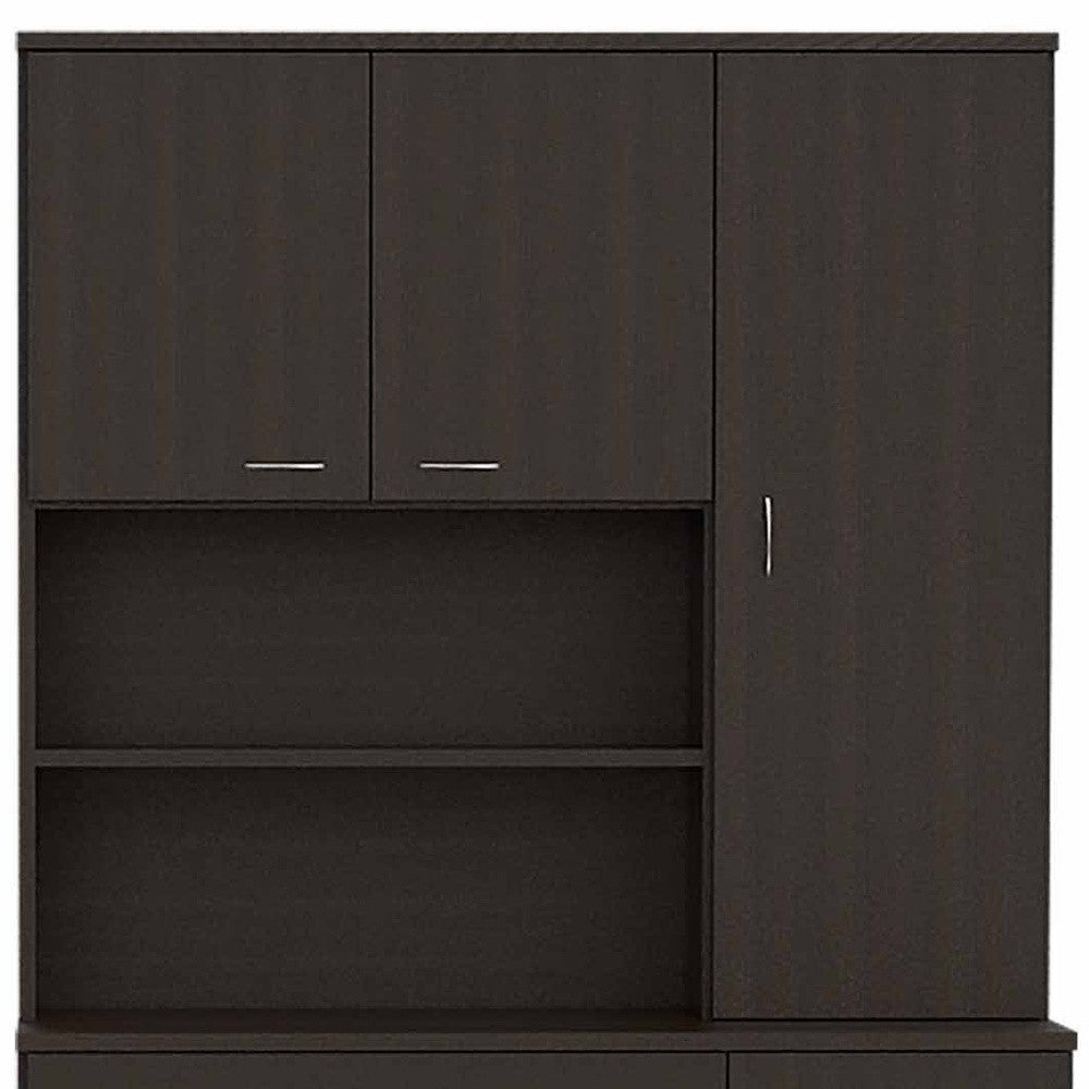67" Modern Black Pantry Cabinet with Five Shelves - Loft&Timber