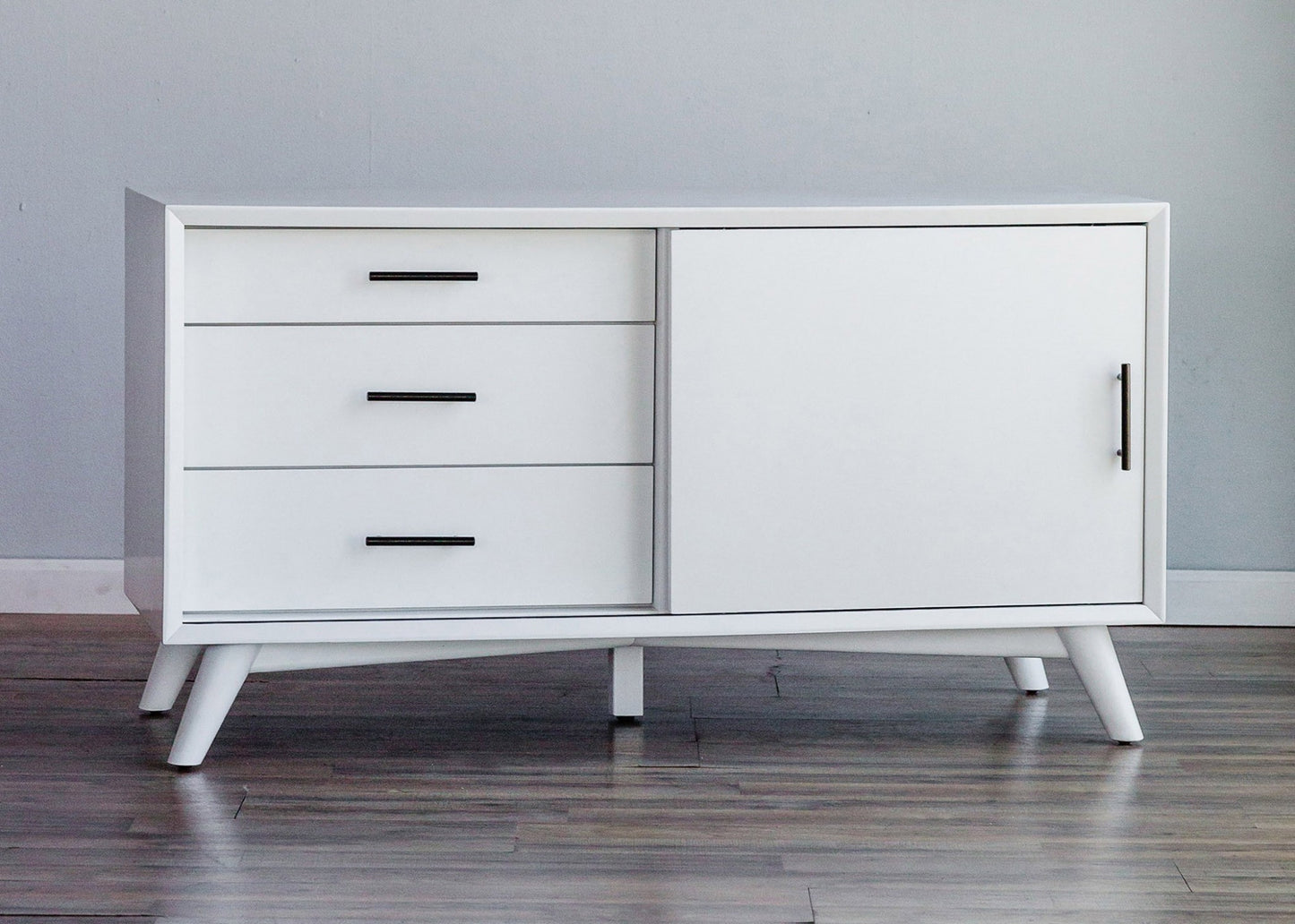 50" White Solid Wood Cabinet Enclosed Storage TV Stand-6