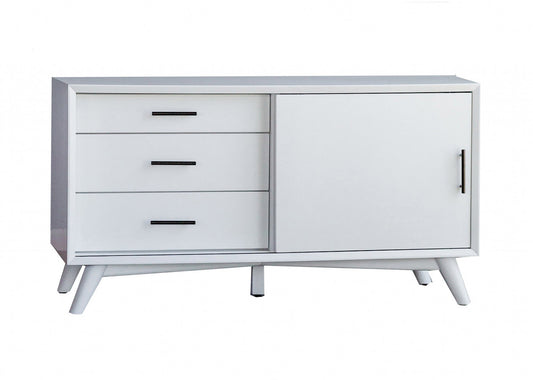 50" White Solid Wood Cabinet Enclosed Storage TV Stand-0