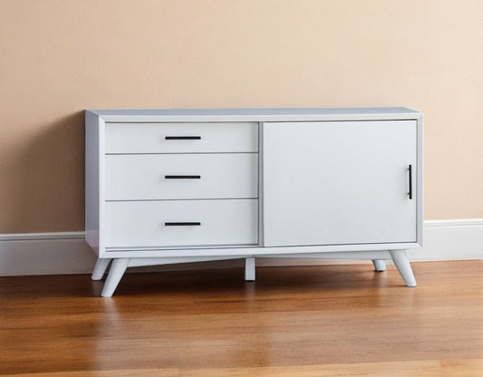 50" White Solid Wood Cabinet Enclosed Storage TV Stand-1