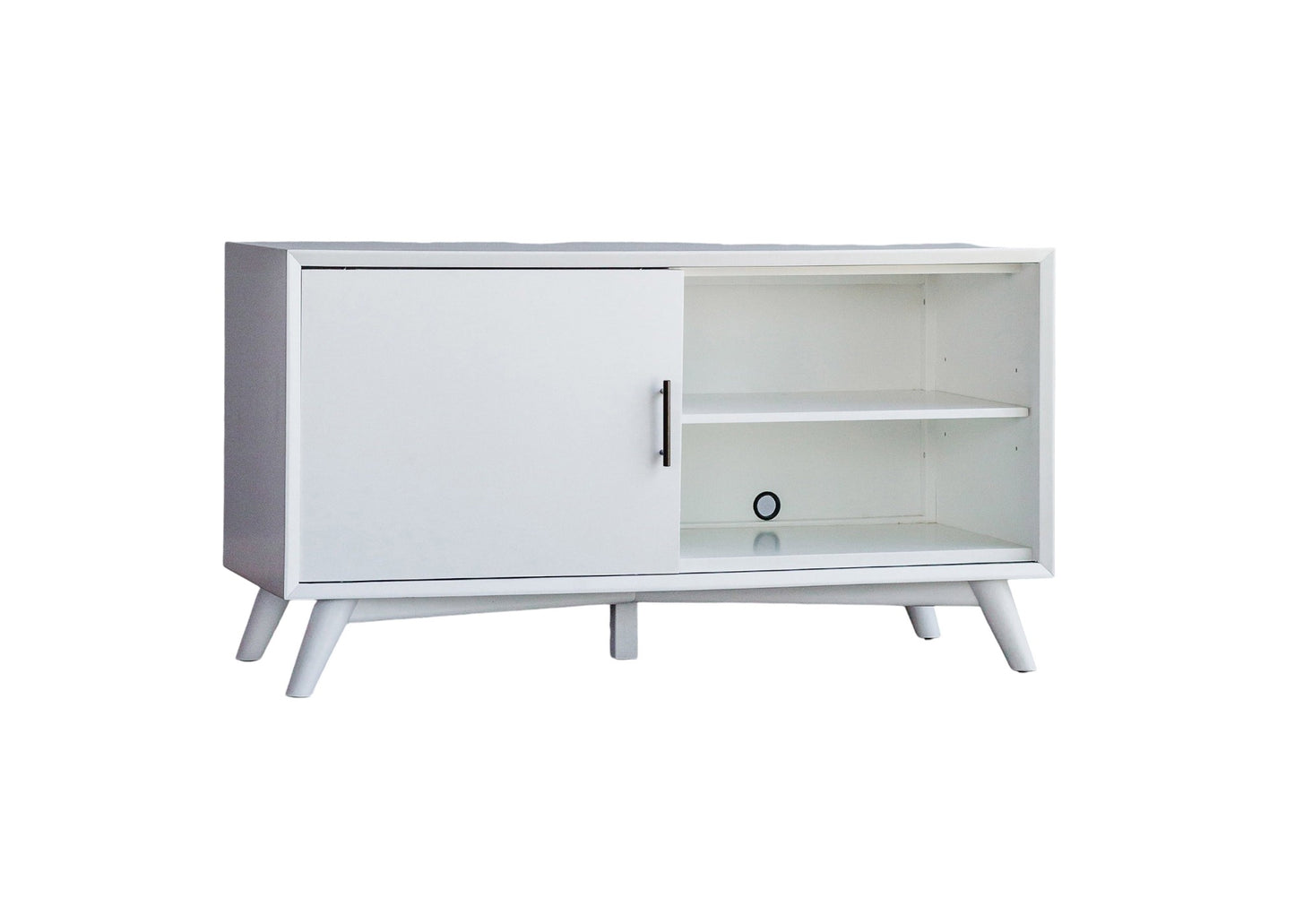 50" White Solid Wood Cabinet Enclosed Storage TV Stand-2