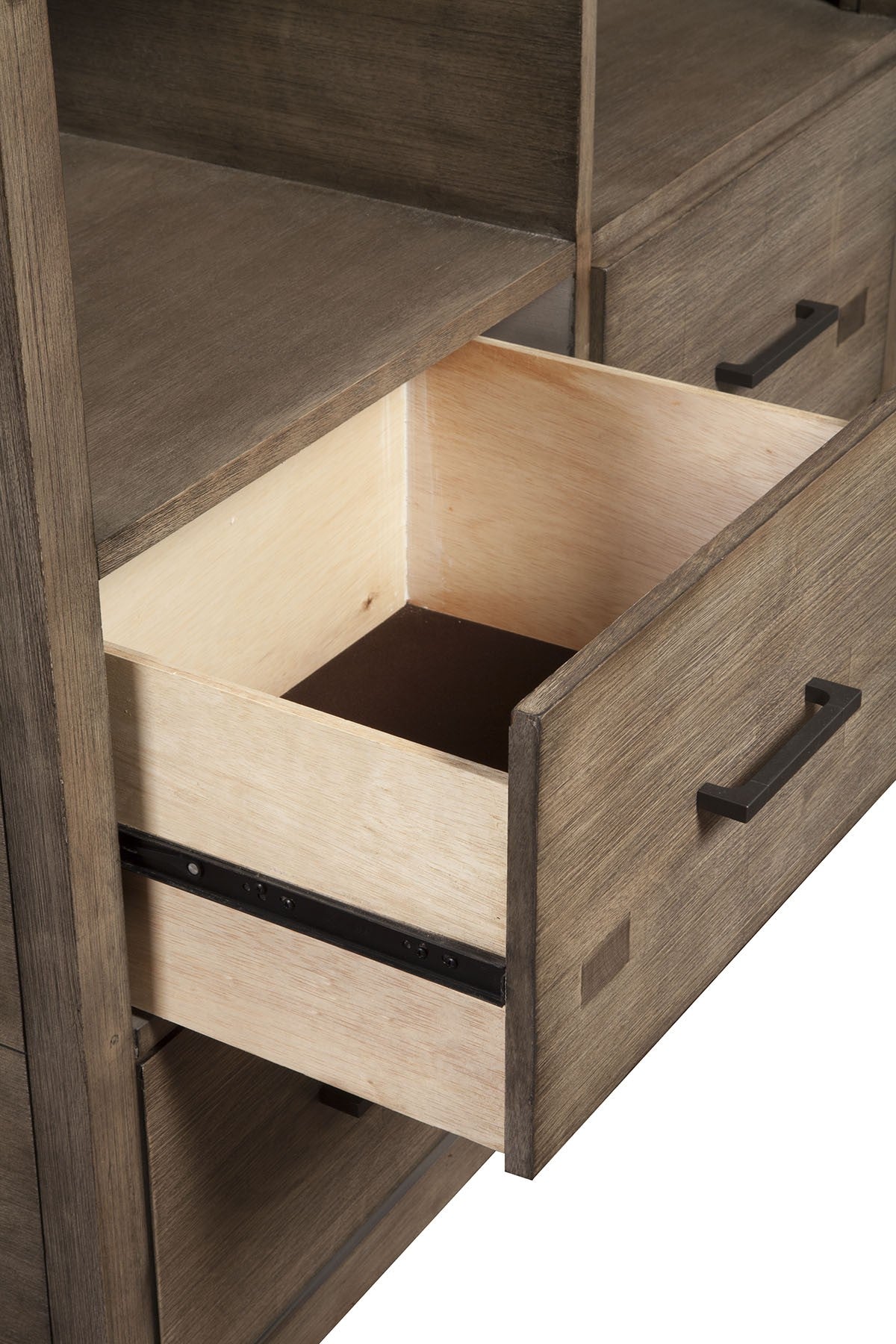42" Brown Solid Wood Open Shelving TV Stand-4
