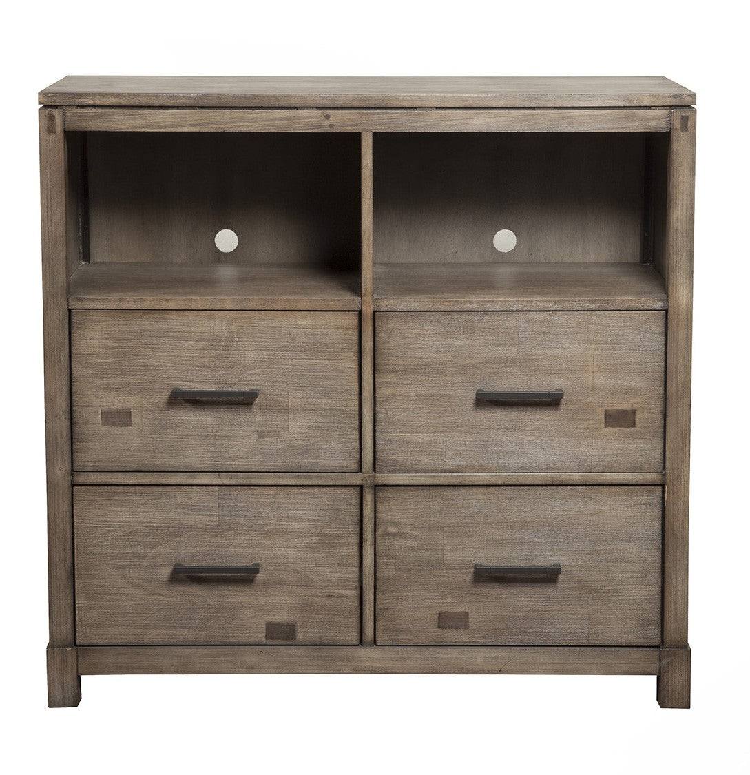 42" Brown Solid Wood Open Shelving TV Stand-0