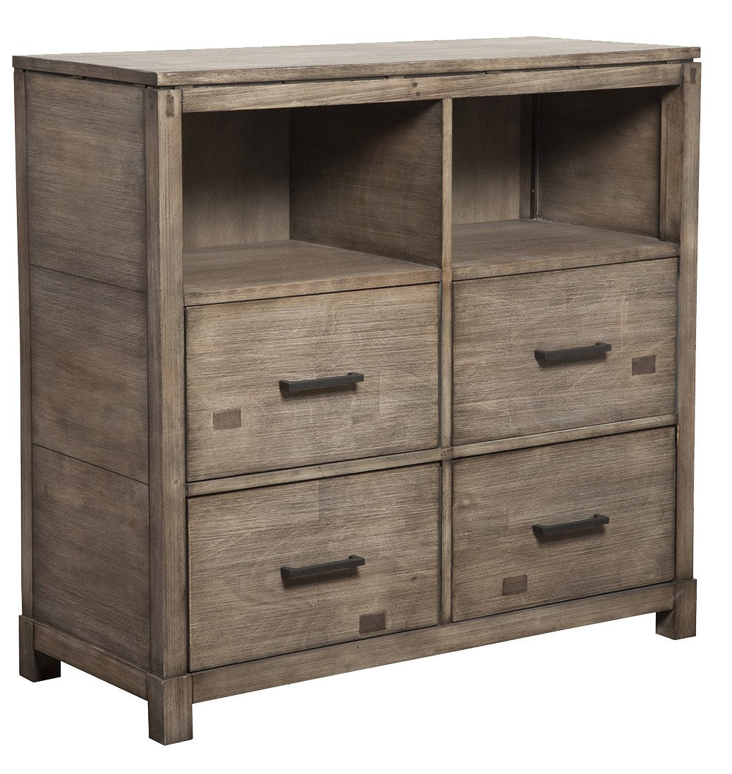 42" Brown Solid Wood Open Shelving TV Stand-2