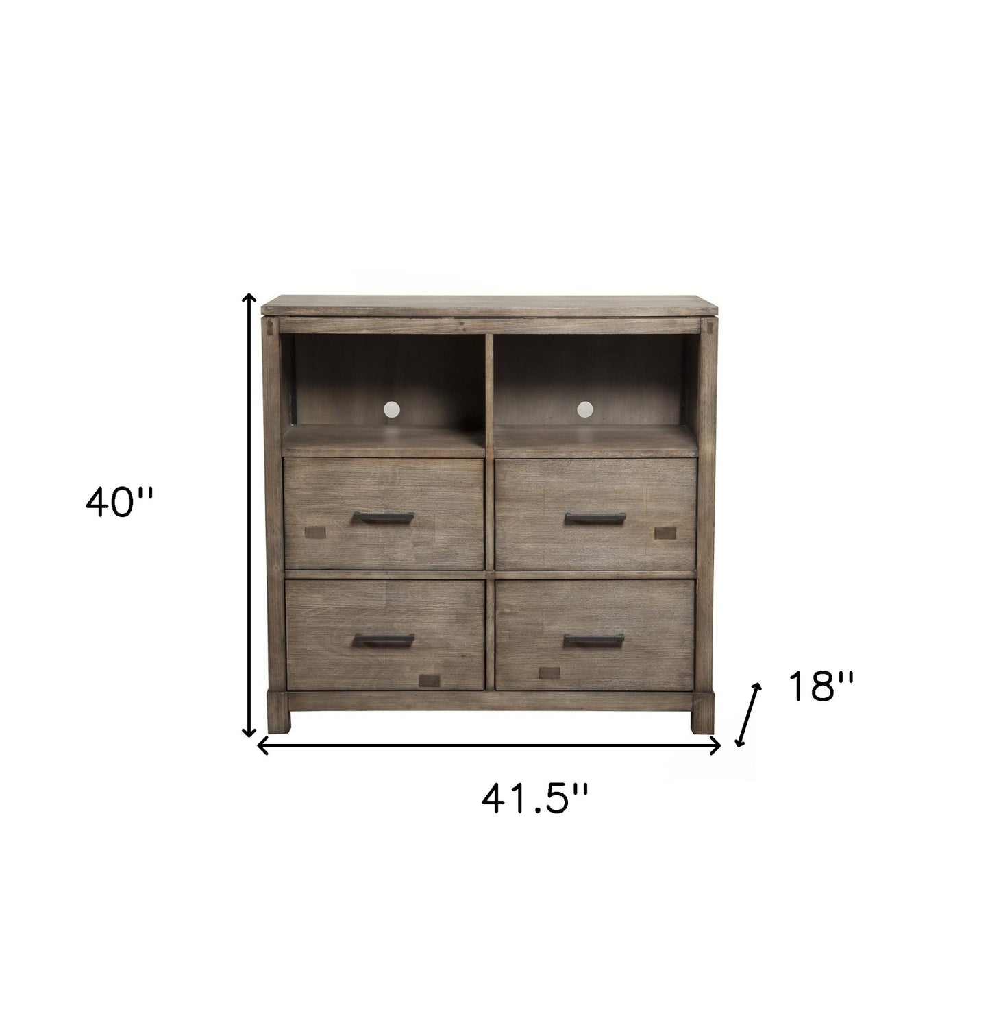 42" Brown Solid Wood Open Shelving TV Stand-3