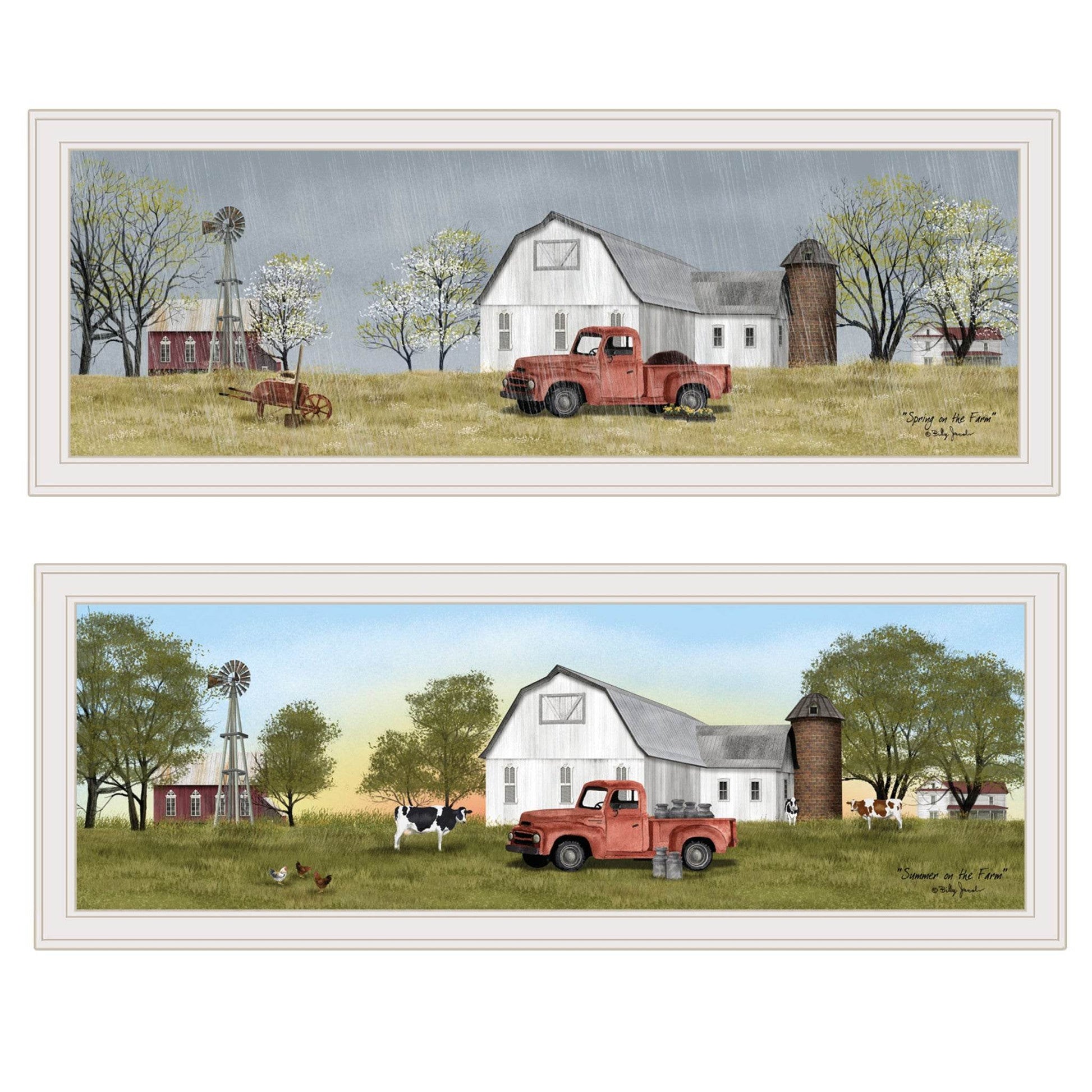 Set Of Two Billy Jacobs Summer or Spring Seasonal White Frame White Framed Print Wall Art - Loft&Timber