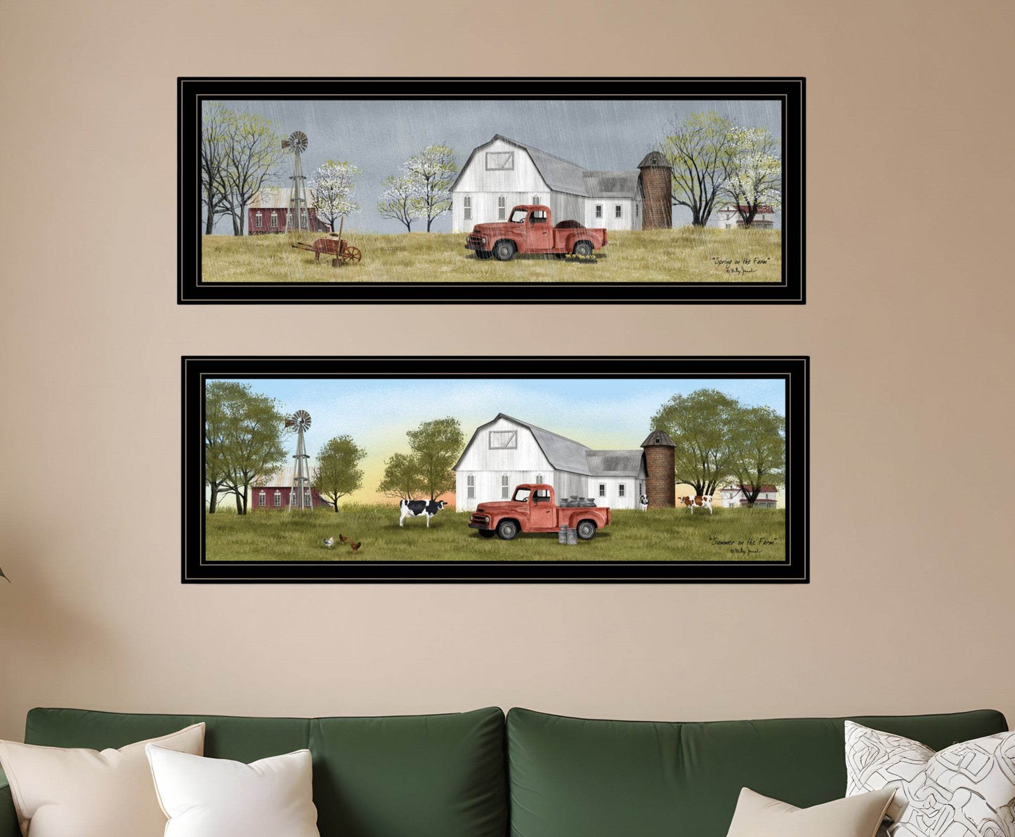 Set Of Two Billy Jacobs Summer or Spring Seasonal Black Frame Black Framed Print Wall Art - Loft&Timber