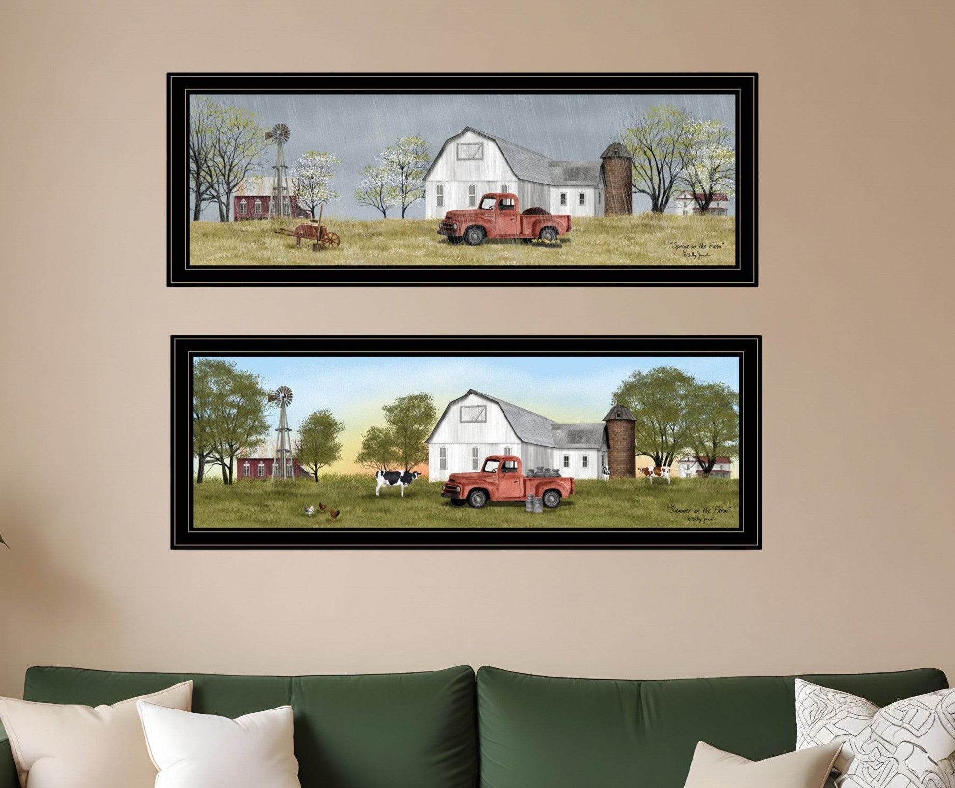 Set Of Two Billy Jacobs Summer or Spring Seasonal Black Frame Black Framed Print Wall Art - Loft&Timber