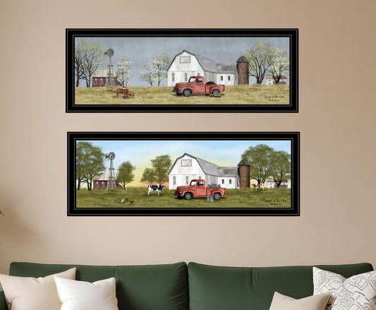 Set Of Two Billy Jacobs Summer or Spring Seasonal Black Frame Black Framed Print Wall Art - Loft&Timber