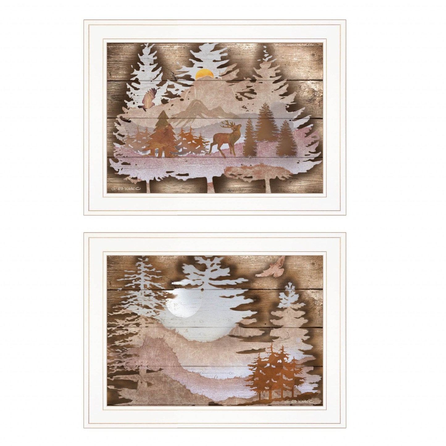 Set Of Two Great Outdoors 1 White Framed Print Wall Art - Loft&Timber