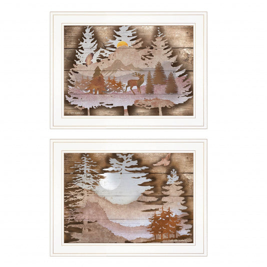 Set Of Two Great Outdoors 1 White Framed Print Wall Art - Loft&Timber