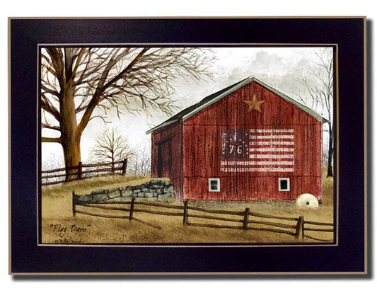 Flag Barn Black Picture Frame Print Wall Art - Loft&Timber