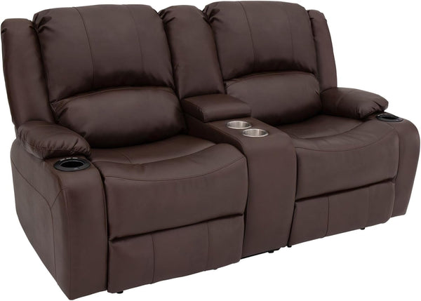 Charles 67" Powered Double RV Wall Hugger Recliner Sofa | Zero Wall Loveseat for Camper with Upgraded 2023 Fabric (Mahogany)-0