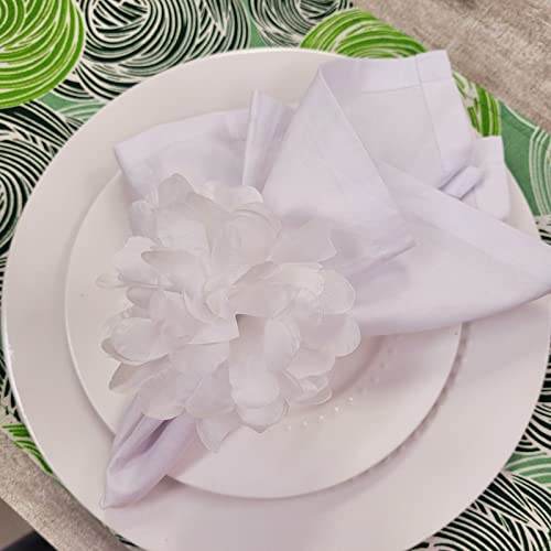 Charlo's Set of 10 White Snow Chrysanthemum Napkin Rings for dining table decor - Loft&Timber