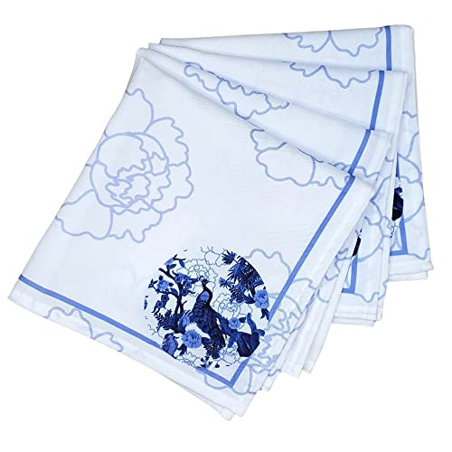 Charlo's Cloth Napkins Set of 4 Peacock 16" by 16" - Blue - Loft&Timber