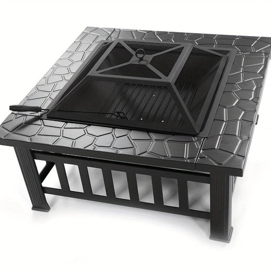 Square Metal Wood Fire Pit Table - Loft&Timber