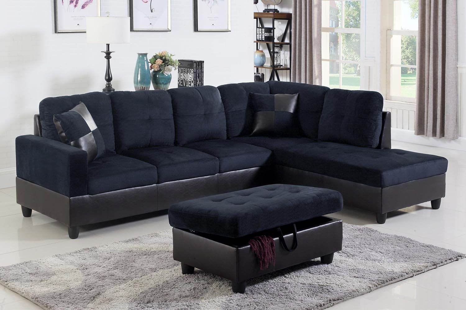 Midnight Blue Sectional Couch for Living Room Set, 105 Inch Sectional Sofa - Loft&Timber