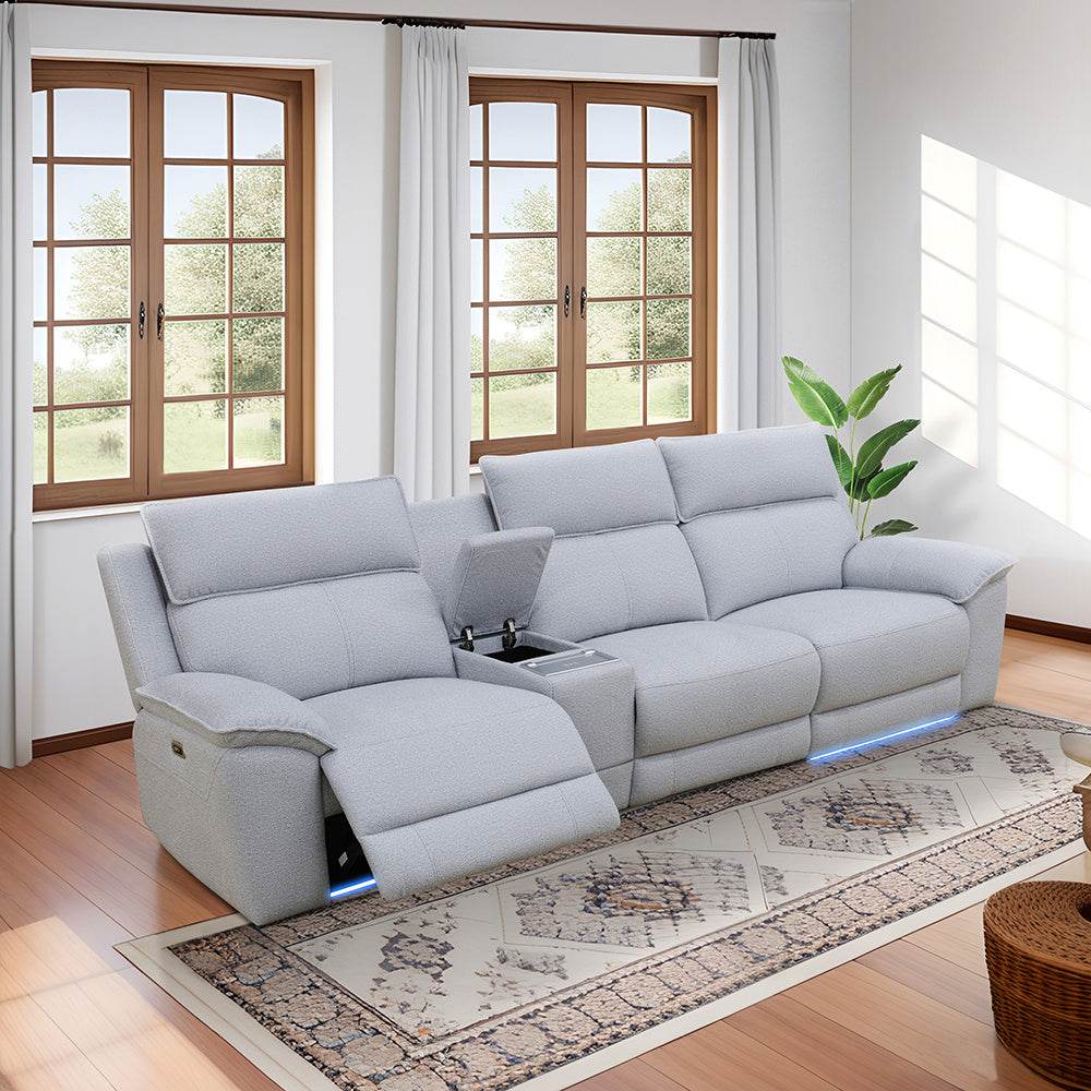 sofa Off-white Lambswool 4-Piece Living Room Recliner Sofa - Loft&Timber