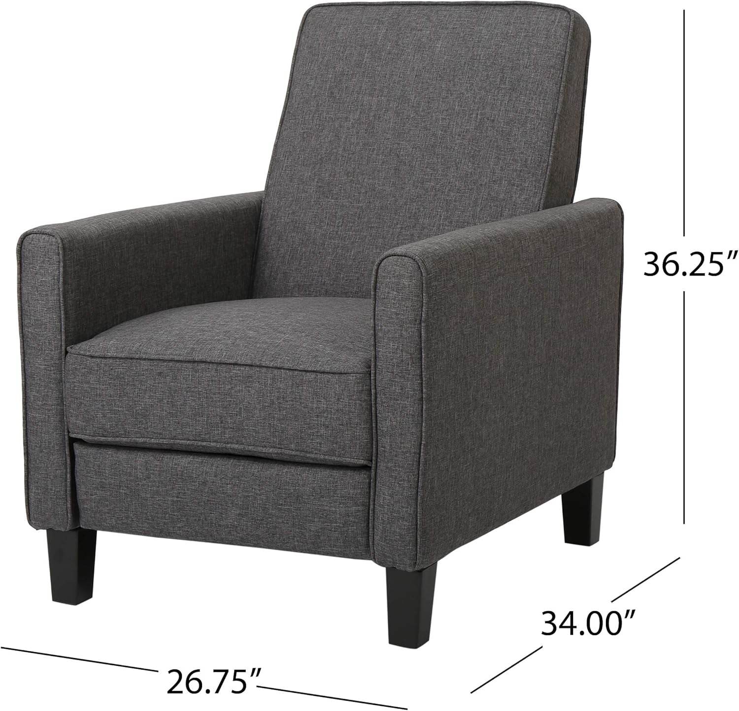 Emmie Fabric Recliner (Set of 2), Smoke, Dark Brown - Loft&Timber