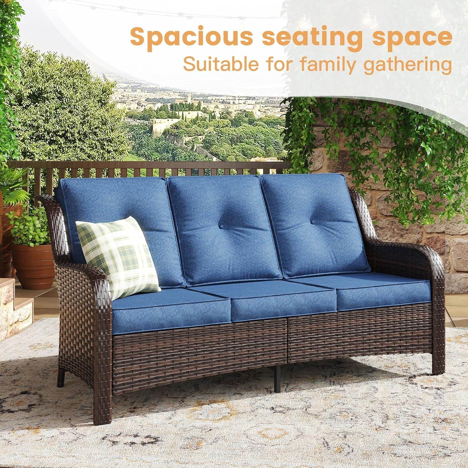 Nine Piece Outdoor Patio Furniture Wicker Conversation Set - Loft&Timber