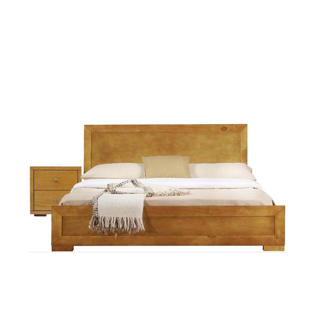 Moma Oak Wood Platform Twin Bed With Nightstand - Loft&Timber
