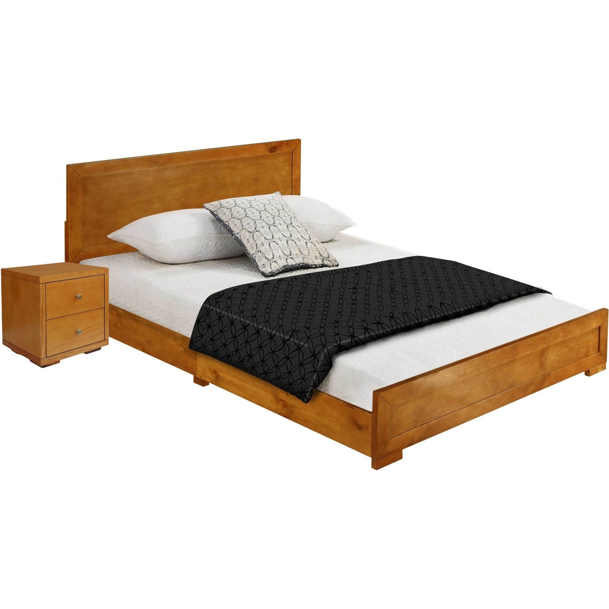 Moma Oak Wood Platform Twin Bed With Nightstand - Loft&Timber