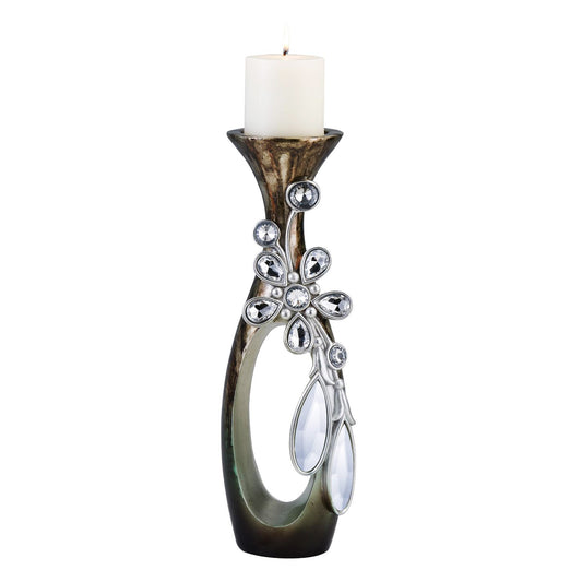 20" Ornate Faux Crystal Tabletop Pillar Candle Holder - Loft&Timber