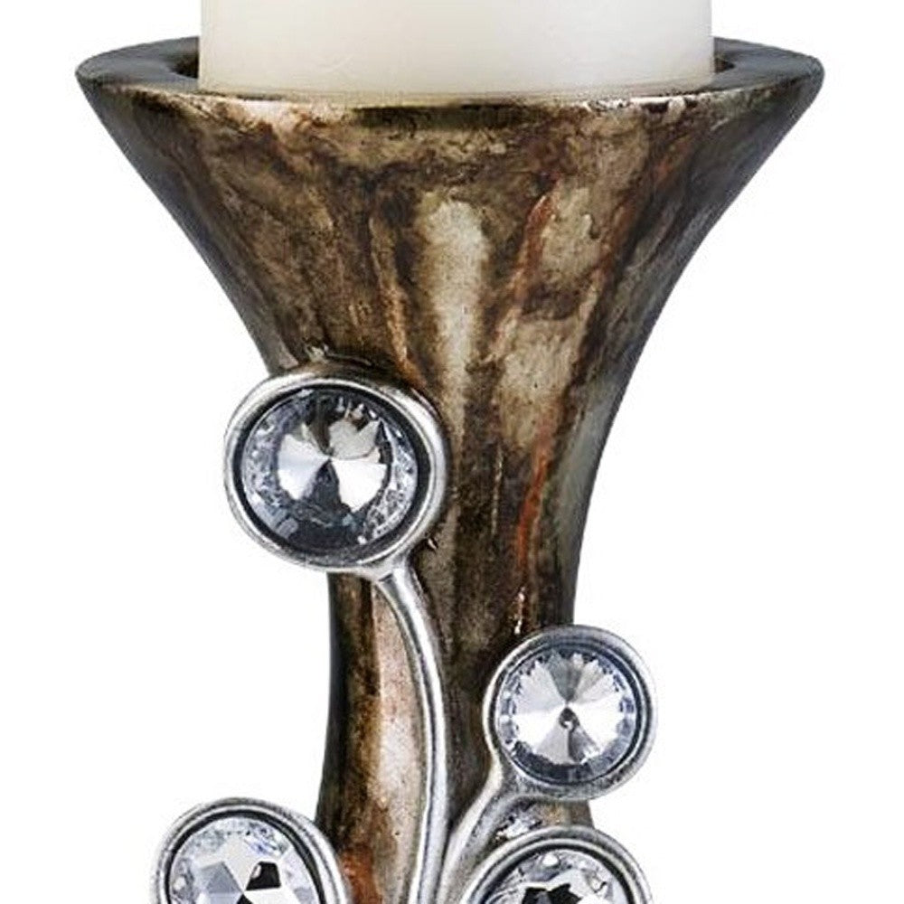 20" Ornate Faux Crystal Tabletop Pillar Candle Holder - Loft&Timber