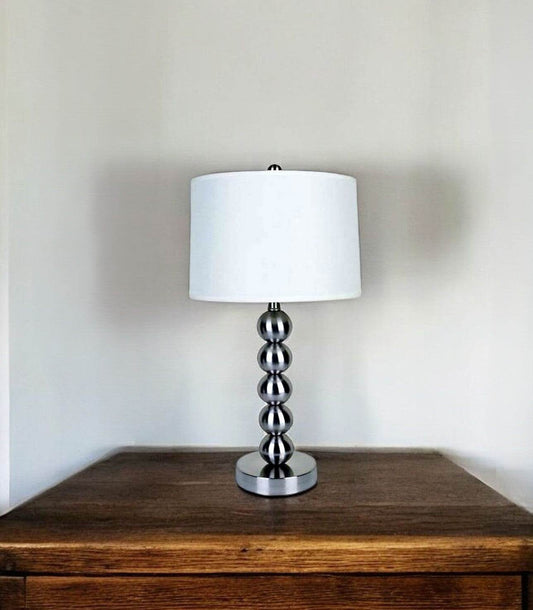 Silver Bauble Table Lamp with White Shade - Loft&Timber