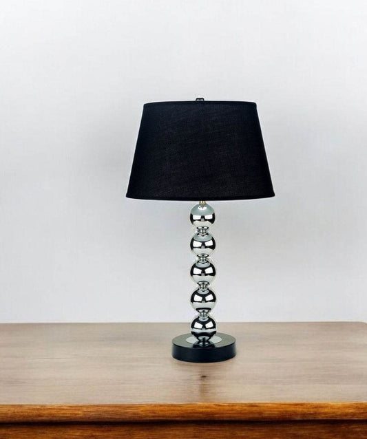 Silver Bauble Table Lamp with Black Shade - Loft&Timber