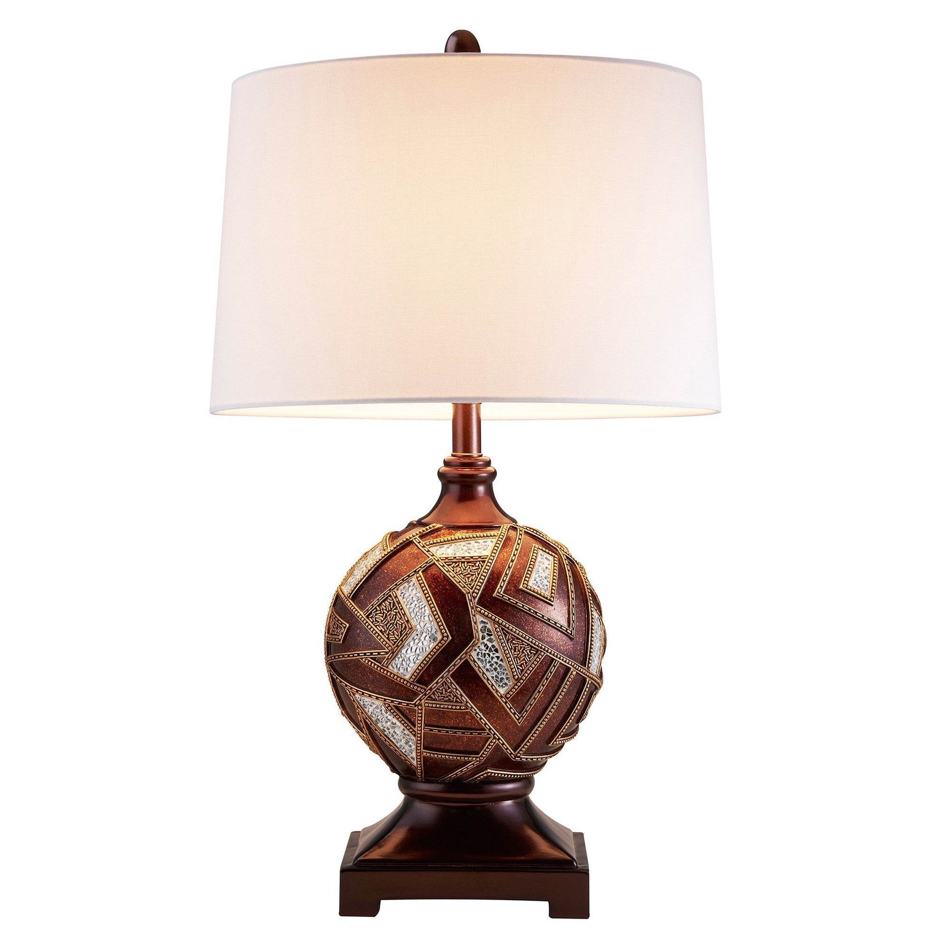 Brown Metallic Mosaic Design Table Lamp - Loft&Timber