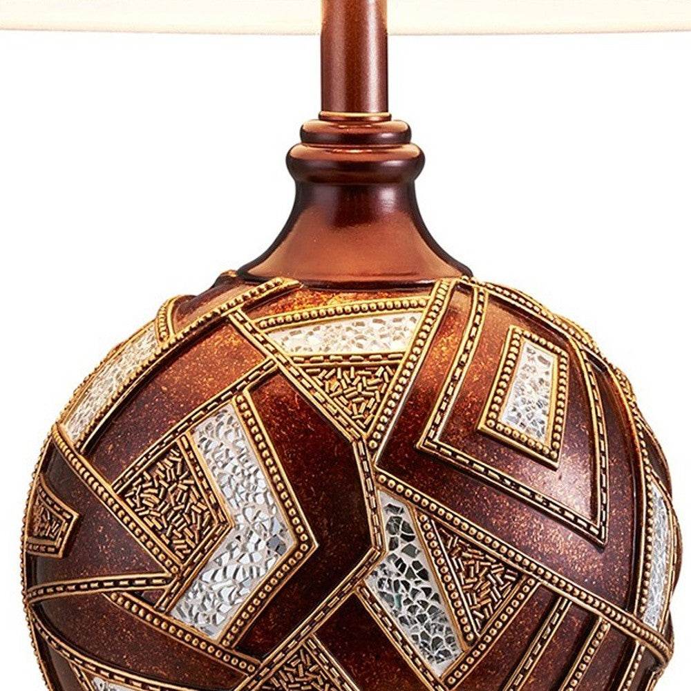 Brown Metallic Mosaic Design Table Lamp - Loft&Timber