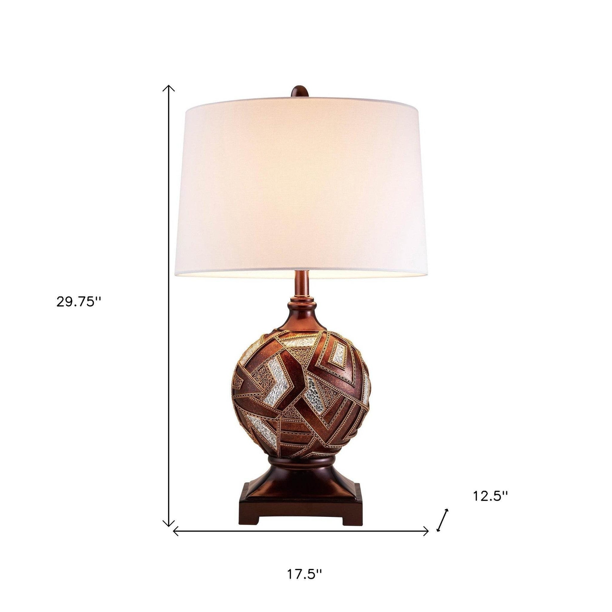 Brown Metallic Mosaic Design Table Lamp - Loft&Timber