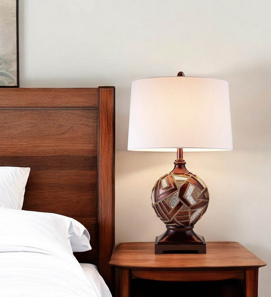 Brown Metallic Mosaic Design Table Lamp - Loft&Timber