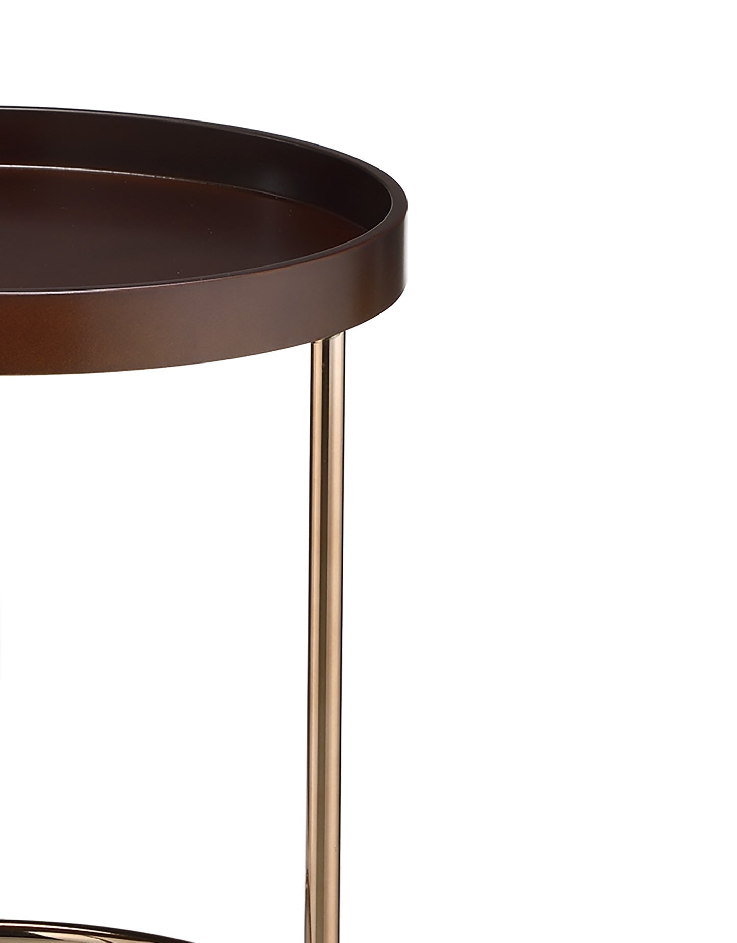 22" Copper And Brown Round End Table - Loft&Timber