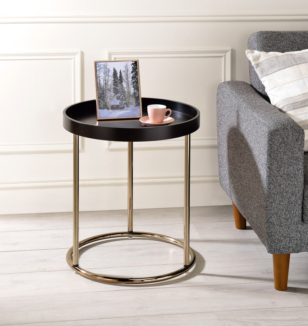 22" Copper And Brown Round End Table - Loft&Timber