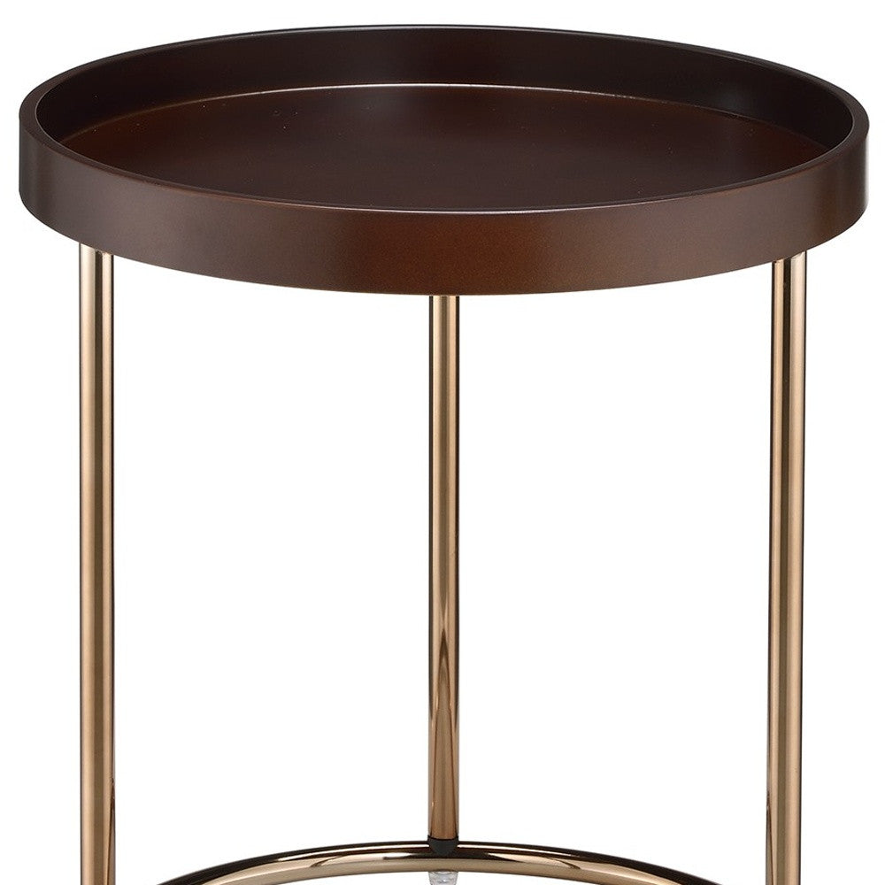 22" Copper And Brown Round End Table - Loft&Timber