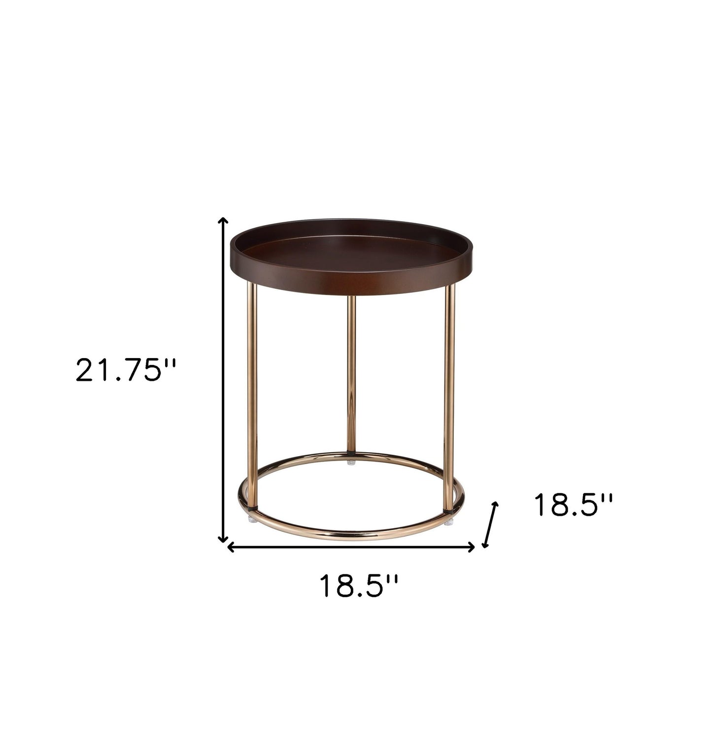 22" Copper And Brown Round End Table - Loft&Timber