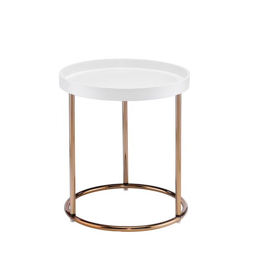 22" Copper And White Round End Table - Loft&Timber