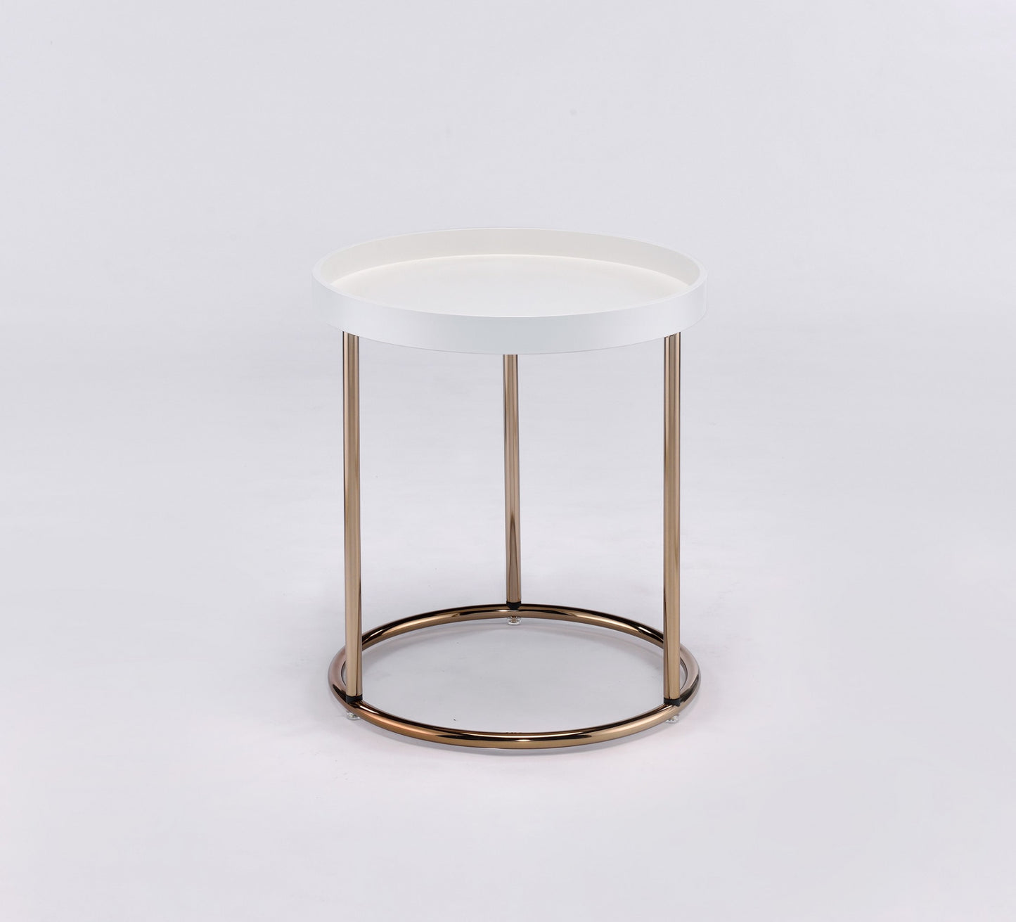 22" Copper And White Round End Table - Loft&Timber