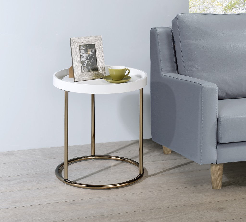 22" Copper And White Round End Table - Loft&Timber