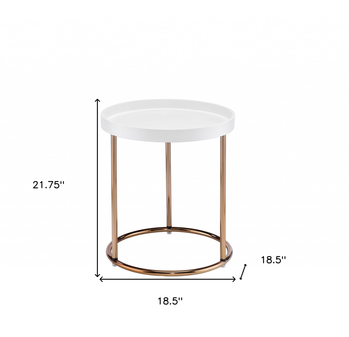 22" Copper And White Round End Table - Loft&Timber